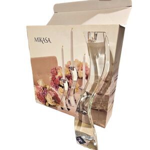 Mikasa NIB Serpentine Crystal Candlestick Holders
